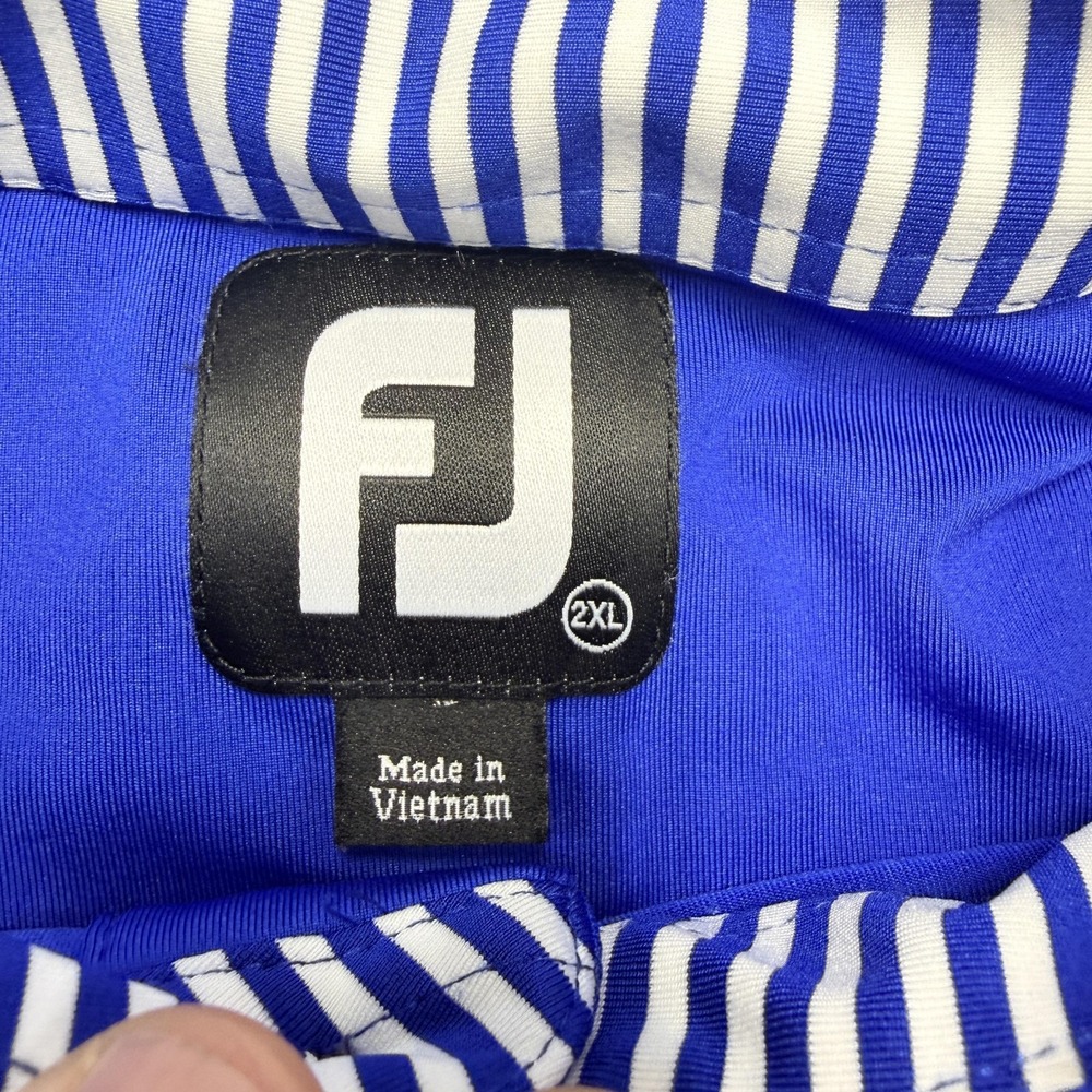 FootJoy Golf Polo Shirt Mens 2XL Blue Solid Performance Stretch Lightweight Top - Picture 3 of 8